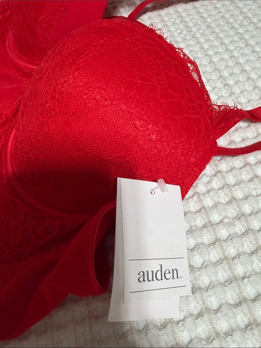 Auden Red Lace Longline Push-Up Bra with Molded Cups - Picture 2 of 6